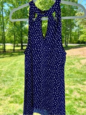 Kaari Blue Navy Polka Dot Tank Top - Women’s XL